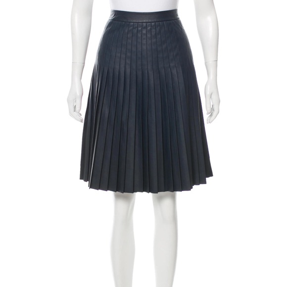Rebecca Taylor Pleated Vegan Leather Circle Skirt Size Women’s 4 Gray Neutral - Picture 1 of 4